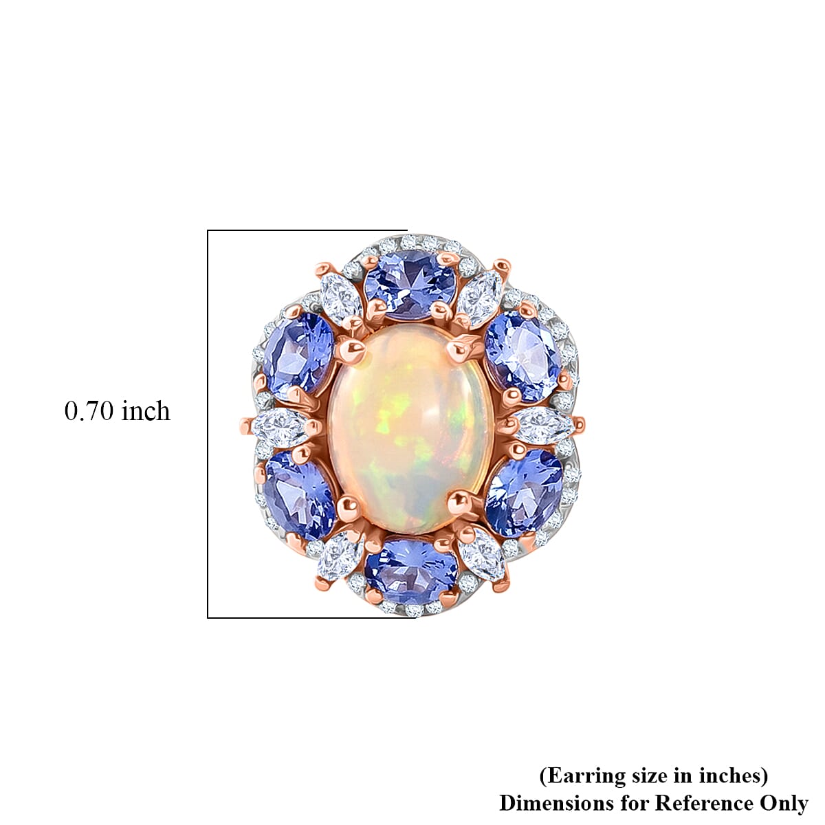 Premium Ethiopian Welo Opal and Multi Gemstone 5.60 ctw Earrings in 18K Vermeil Rose Gold Over Sterling Silver