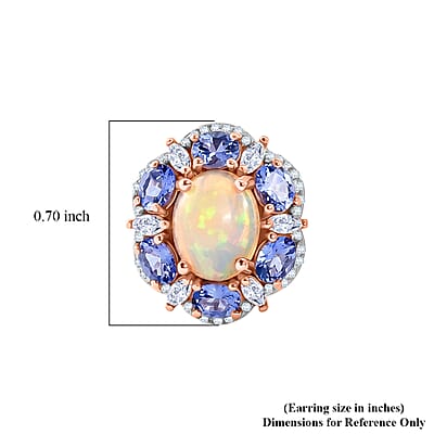 Premium Ethiopian Welo Opal and Multi Gemstone 5.60 ctw Earrings in 18K Vermeil Rose Gold Over Sterling Silver