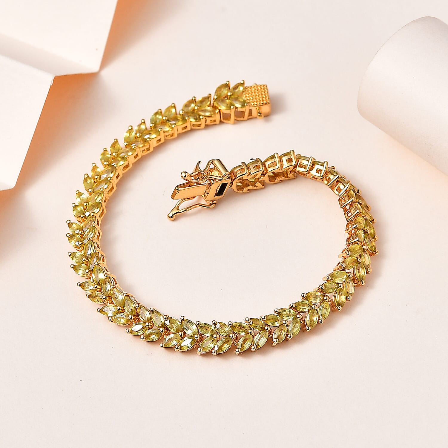 D'Joy Premium Sava Sphene Bracelet in Vermeil Yellow Gold Over Sterling Silver (6.50 In) 10.50 ctw