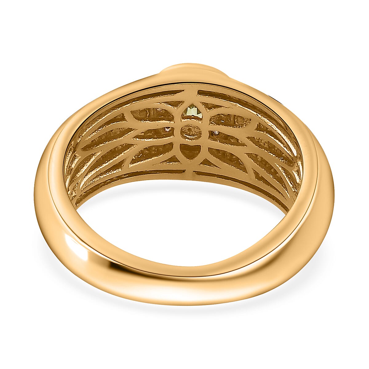 Premium Sava Sphene and Diamond Men's Ring in Vermeil Yellow Gold Over Sterling Silver (Size 11.0) 0.30 ctw