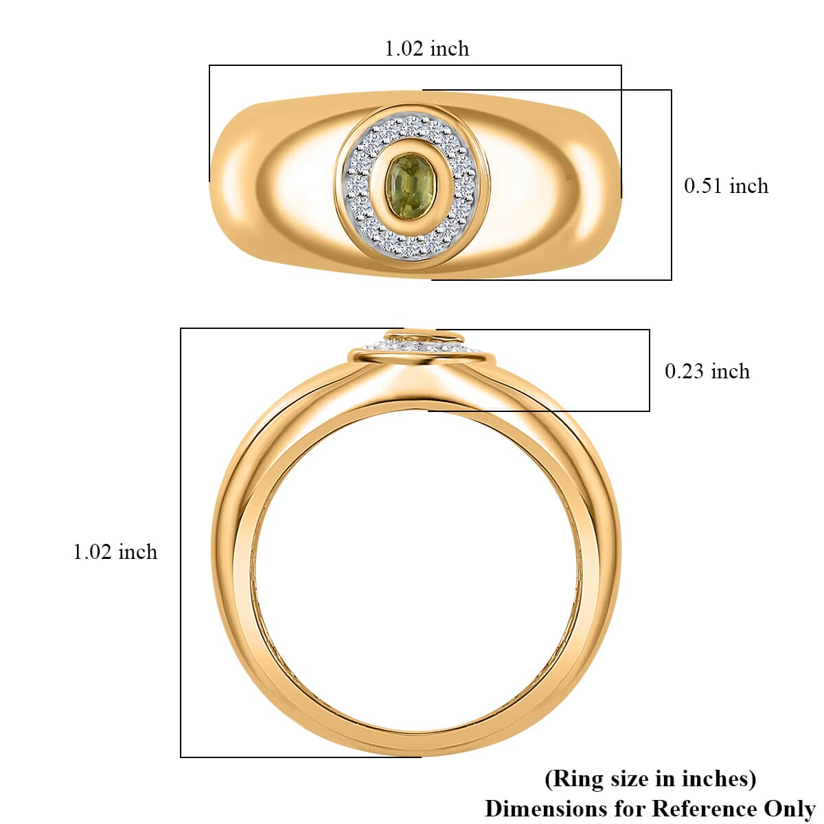 Premium Sava Sphene and Diamond Men's Ring in Vermeil Yellow Gold Over Sterling Silver (Size 11.0) 0.30 ctw image number 5