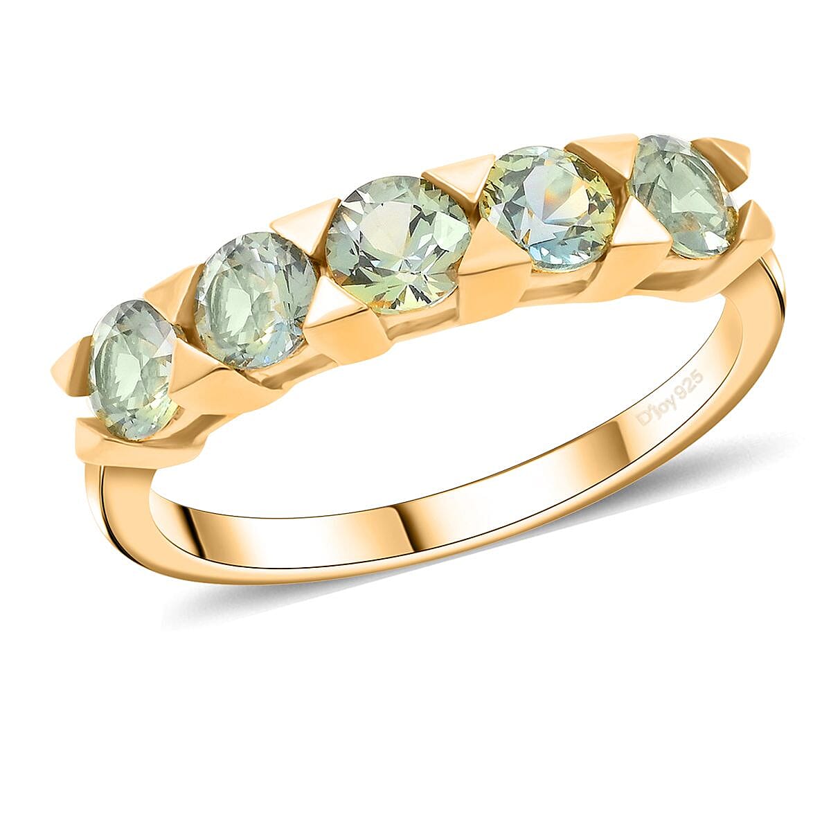 Premium Australian Sapphire 5 Stone Ring in Vermeil YG Over Sterling Silver (Size 10.0) 1.60 ctw