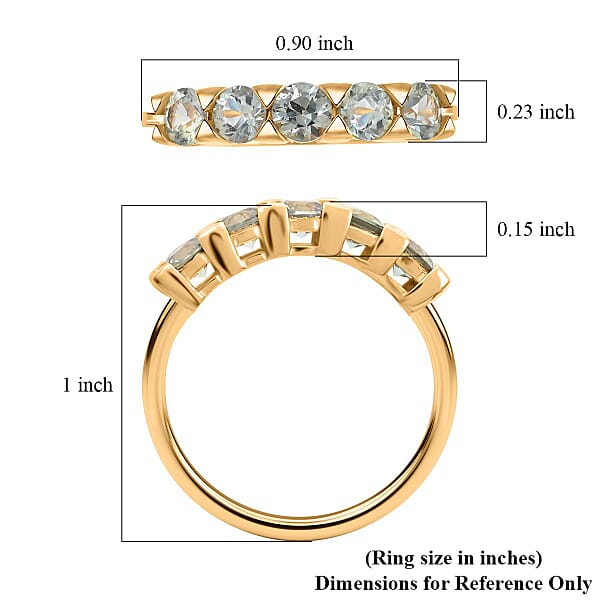 Premium Australian Sapphire 5 Stone Ring in Vermeil YG Over Sterling Silver (Size 10.0) 1.60 ctw
