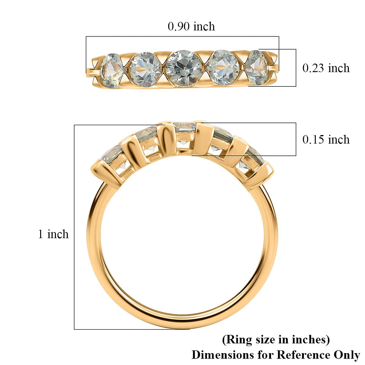 Premium Australian Sapphire 5 Stone Ring in Vermeil Yellow Gold Over Sterling Silver (Size 8.0) 1.60 ctw image number 4