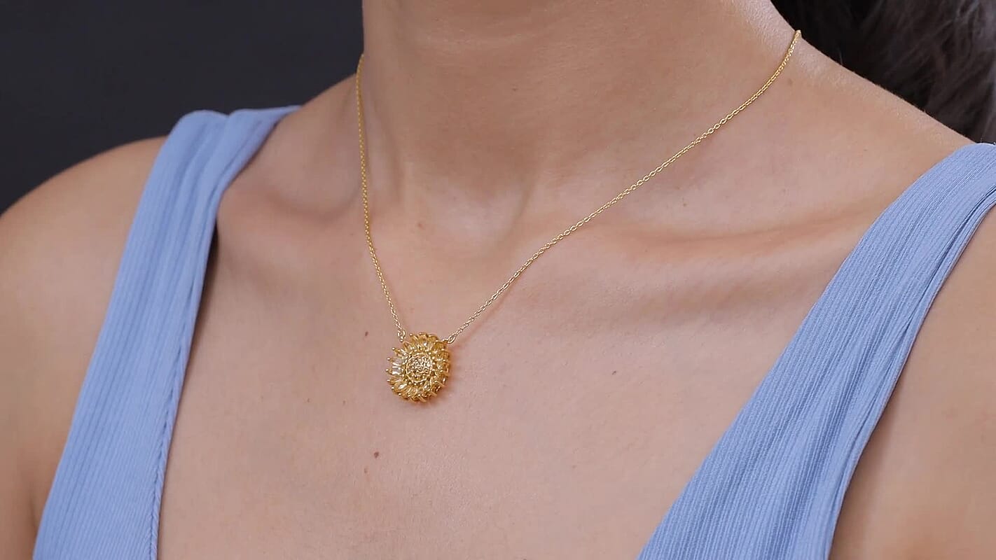 Premium Brazilian Citrine, Orange Sapphire Necklace (20 Inches) in 18K Vermeil YG Over Sterling Silver 1.30 ctw