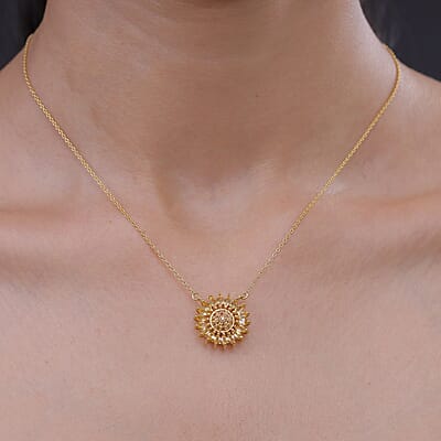 Premium Brazilian Citrine and Orange Sapphire 1.30 ctw Necklace in 18K Vermeil Yellow Gold Over Sterling Silver 20 Inches