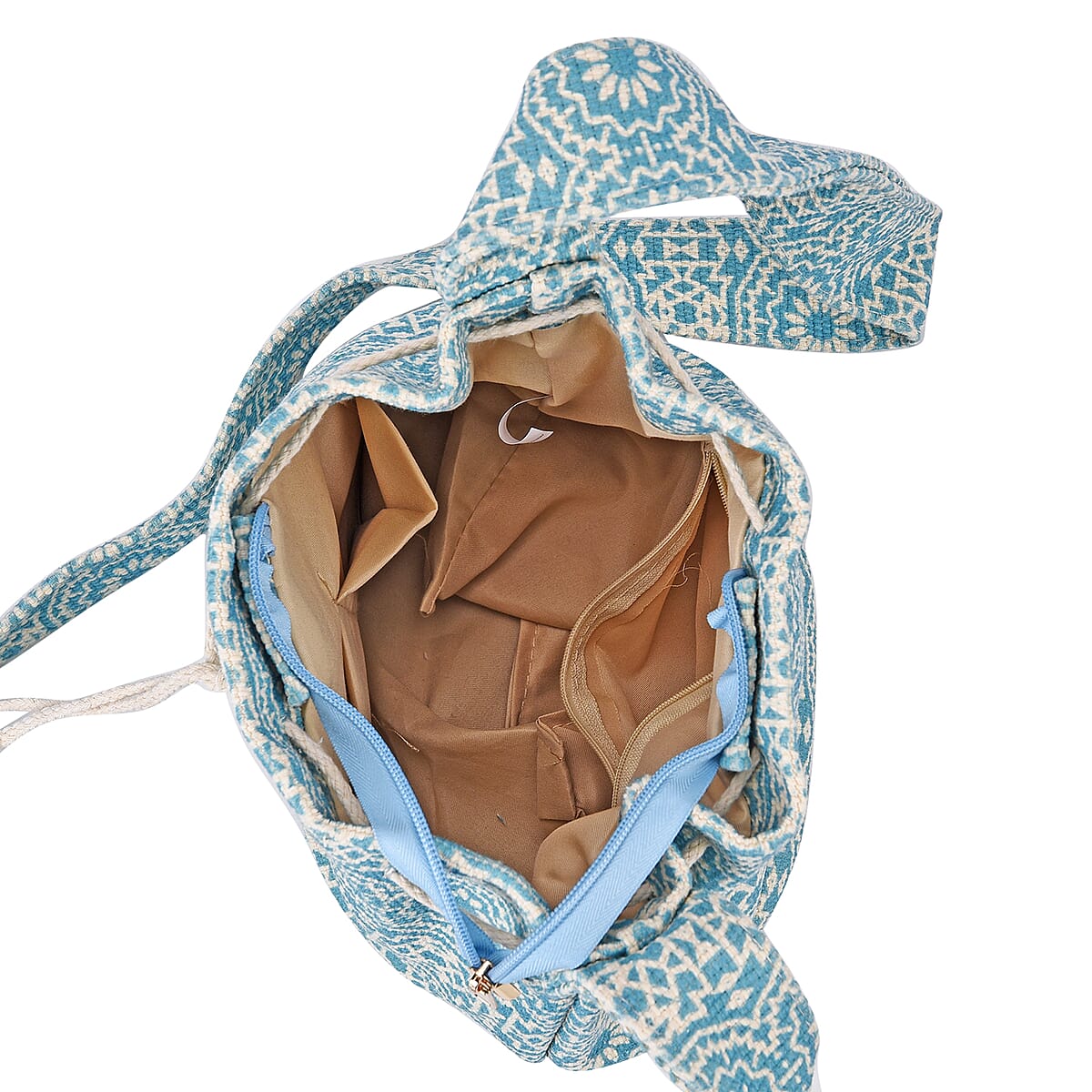 Green Color Flower Pattern Crossbody Bag with Green Tassel and Shoulder Strap image number 4