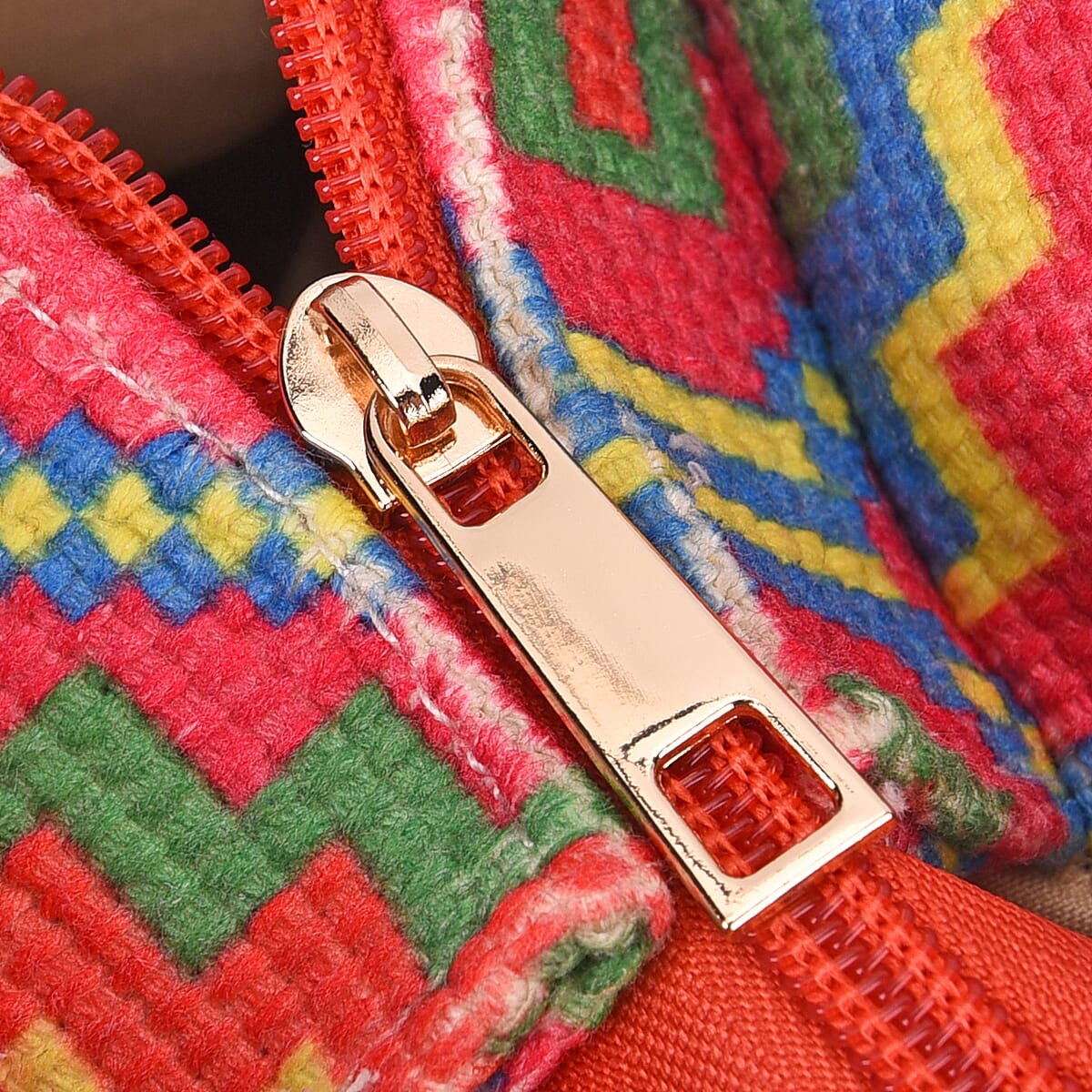 Red Flower Pattern Crossbody Bag with Multi Color Tassel and Shoulder Strap image number 6