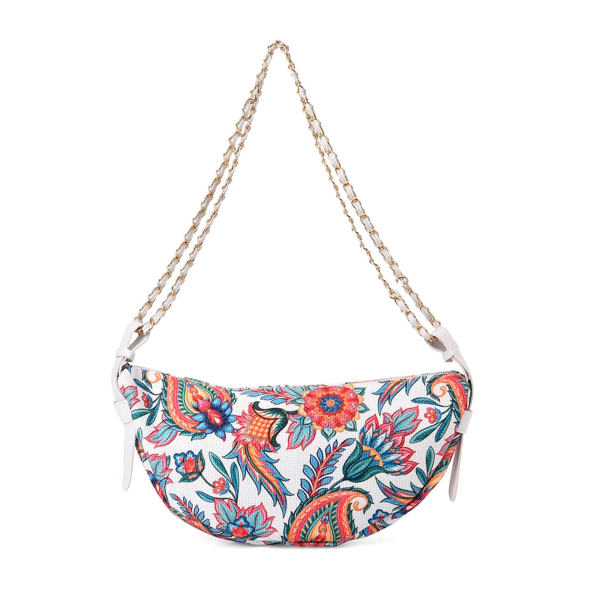 Orange Color Flower Pattern Crossbody Bag with Shoulder Strap image number 0