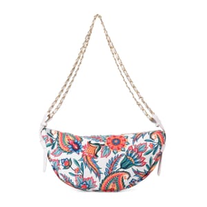 Orange Color Flower Pattern Crossbody Bag with Shoulder Strap
