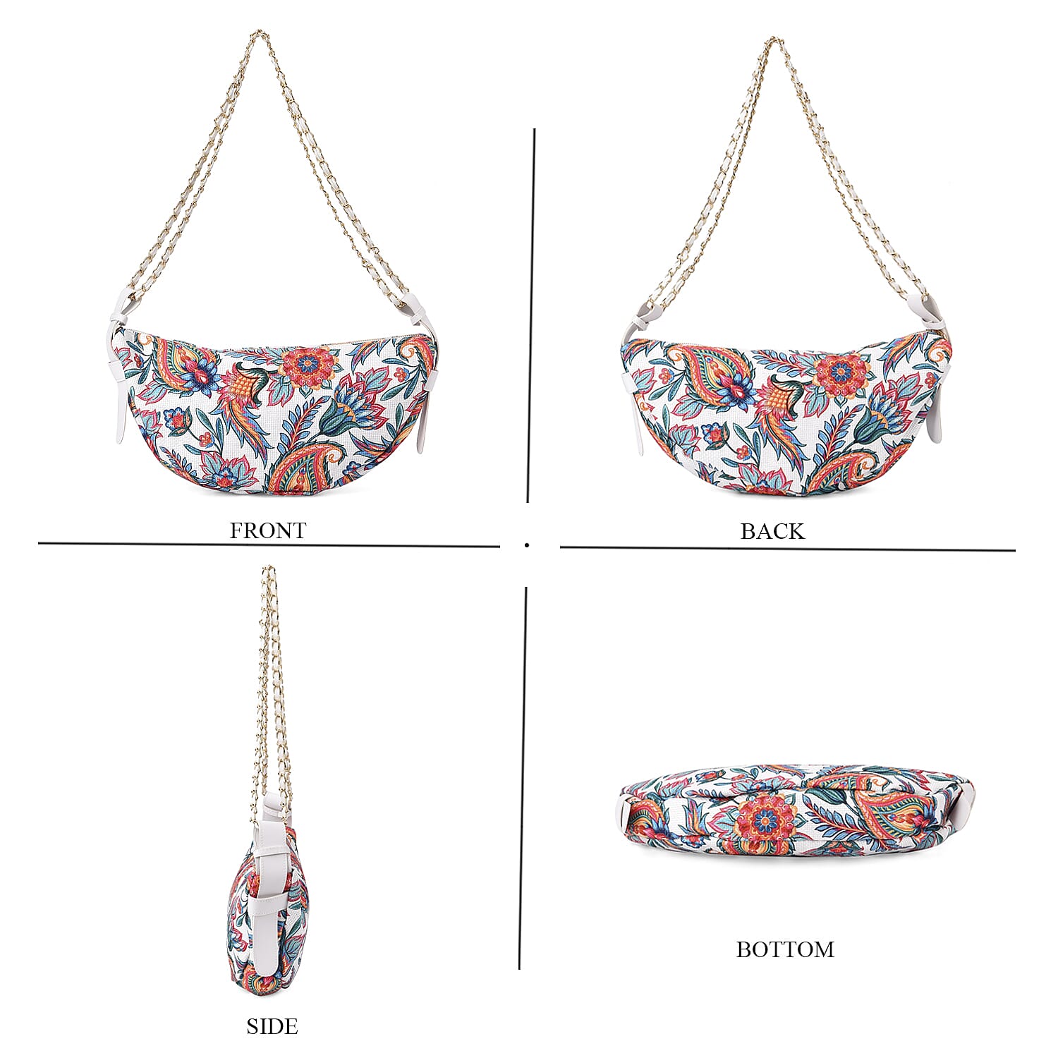Orange Color Flower Pattern Crossbody Bag with Shoulder Strap