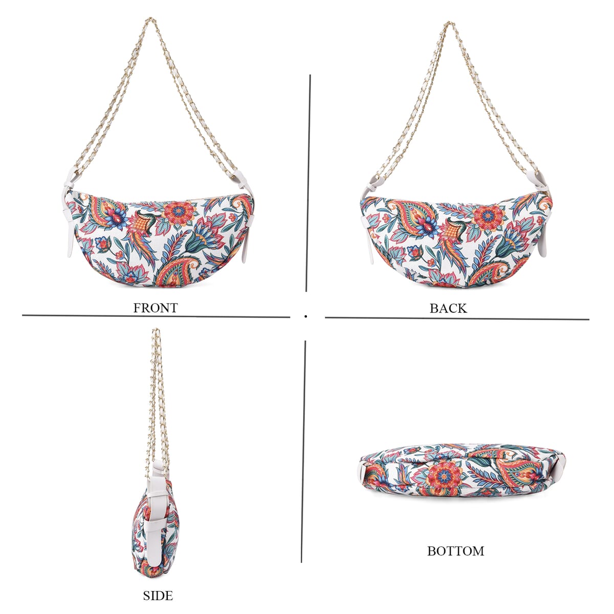 Orange Color Flower Pattern Crossbody Bag with Shoulder Strap image number 3