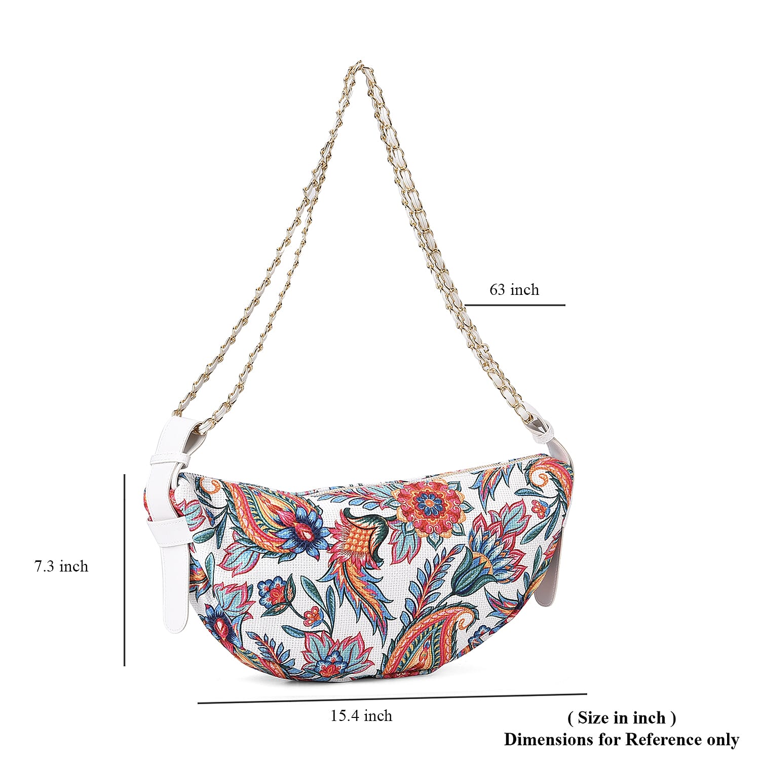 Orange Color Flower Pattern Crossbody Bag with Shoulder Strap