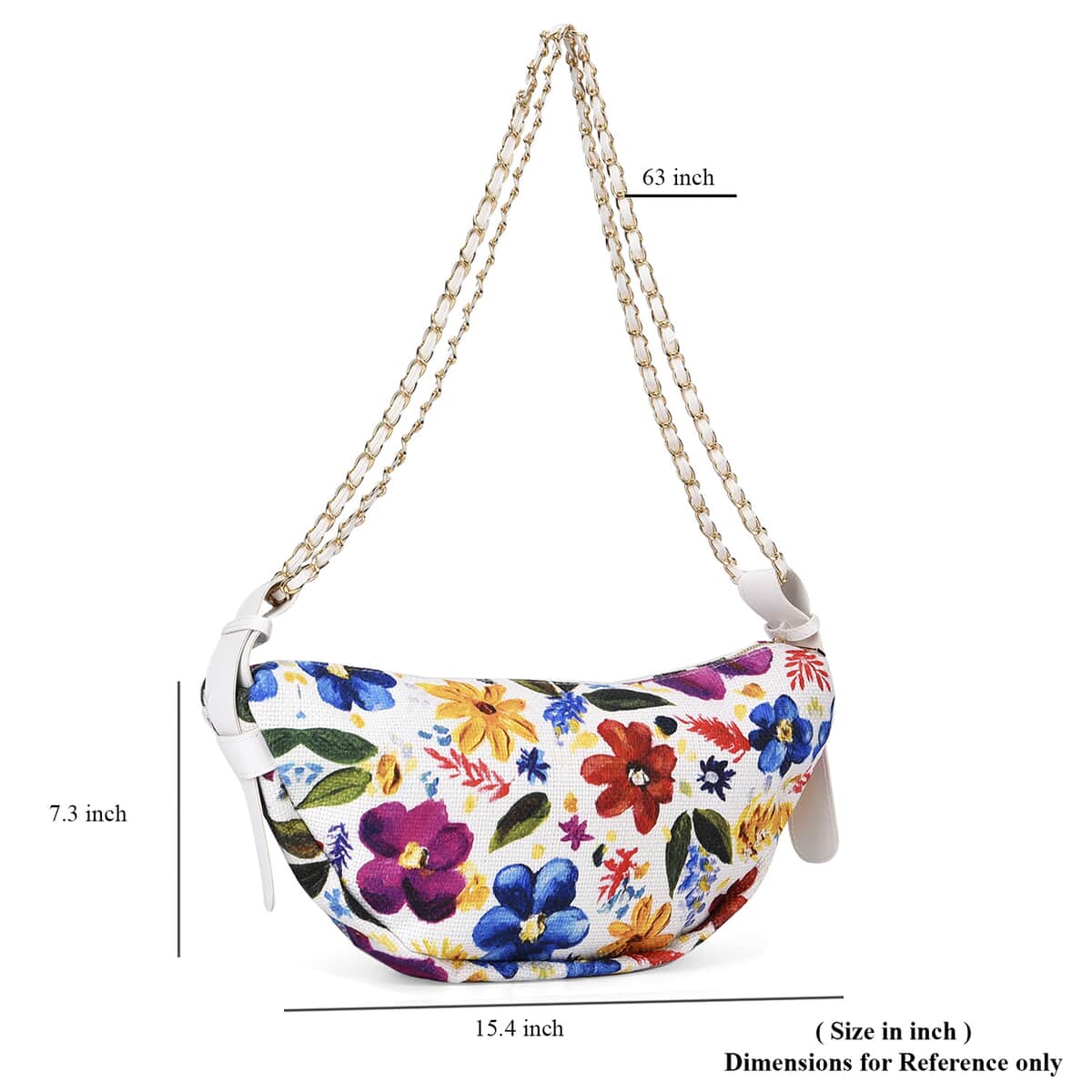 Multi Color Flower Pattern Crossbody Bag (15.4"x2.6"x7.3") with Shoulder Strap (63") image number 6