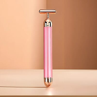 4-in-1 Face Massager Rollers with Four Interchangeable Massage Heads - Rose Gold, 1xAA Battery Not Including