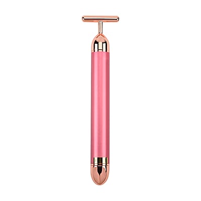 4-in-1 Face Massager Rollers with Four Interchangeable Massage Heads - Rose Gold, 1xAA Battery Not Including