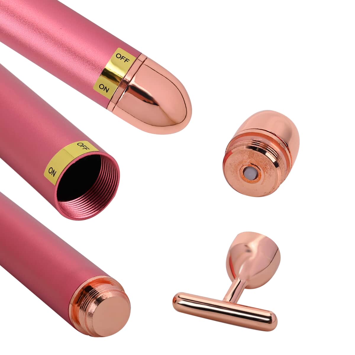 4-in-1 Face Massager Rollers with Four Interchangeable Massage Heads - Rose Gold, 1xAA Battery Not Including image number 5