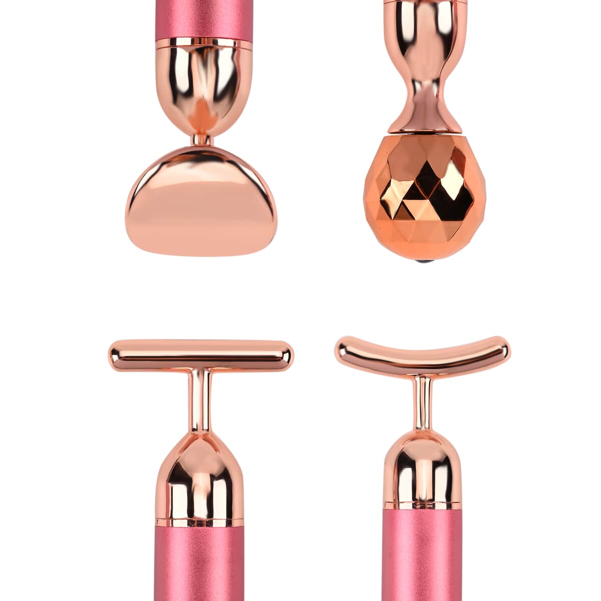 4-in-1 Face Massager Rollers with Four Interchangeable Massage Heads - Rose Gold, 1xAA Battery Not Including image number 6