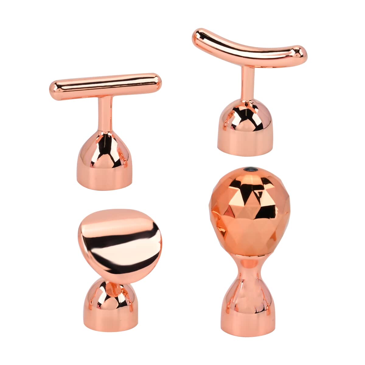 4-in-1 Face Massager Rollers with Four Interchangeable Massage Heads - Rose Gold, 1xAA Battery Not Including image number 7