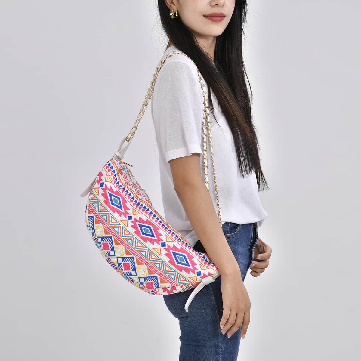 Multi Color Pattern Crossbody Bag with Shoulder Strap image number 2