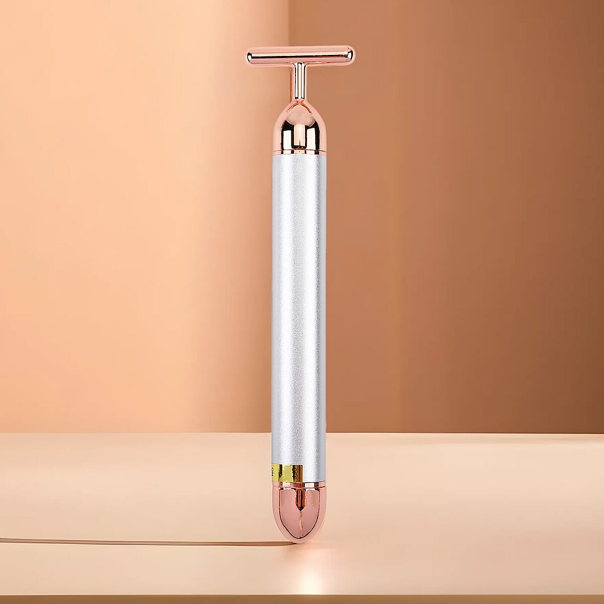 4-in-1 Face Massager Rollers with Four Interchangeable Massage Heads - Silver White, 1xAA Battery Not Including image number 1