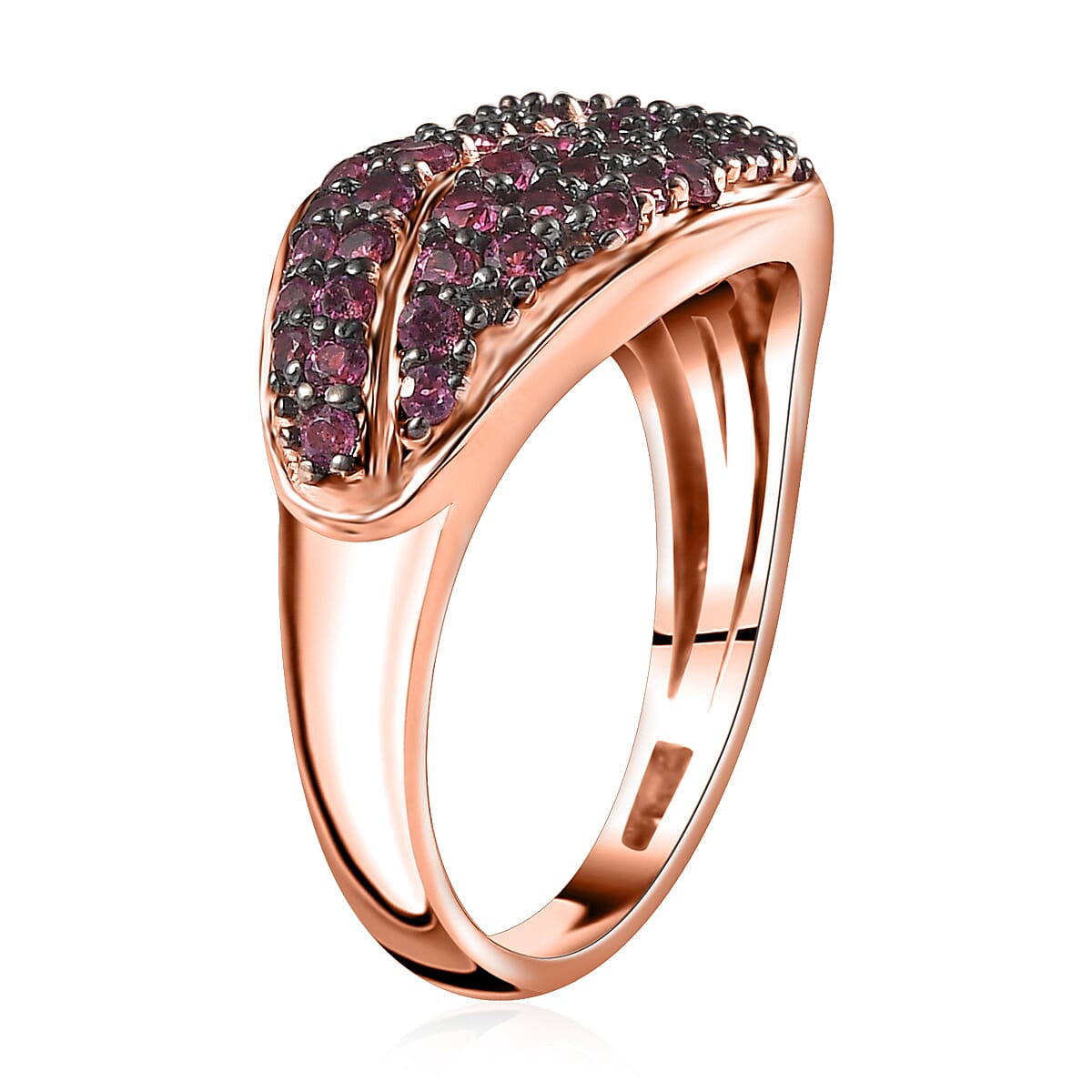 GP Amore Collection Premium Orissa Rhodolite Garnet Cluster Ring in Vermeil Rose Gold Over Sterling Silver (Size 10.0) 1.25 ctw