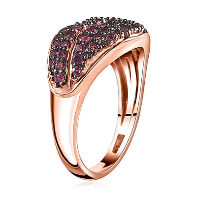 GP Amore Collection Premium Orissa Rhodolite Garnet Cluster Ring in Vermeil Rose Gold Over Sterling Silver (Size 10.0) 1.25 ctw
