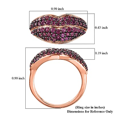 GP Amore Collection Premium Orissa Rhodolite Garnet Cluster Ring in Vermeil Rose Gold Over Sterling Silver (Size 10.0) 1.25 ctw