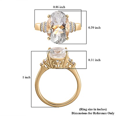 Luxoro 10K Yellow Gold Premium Mexican Hyalite Opal and G-H I2 Diamond Ring (Size 10.0) with Free UV Flash Light 4.50 ctw