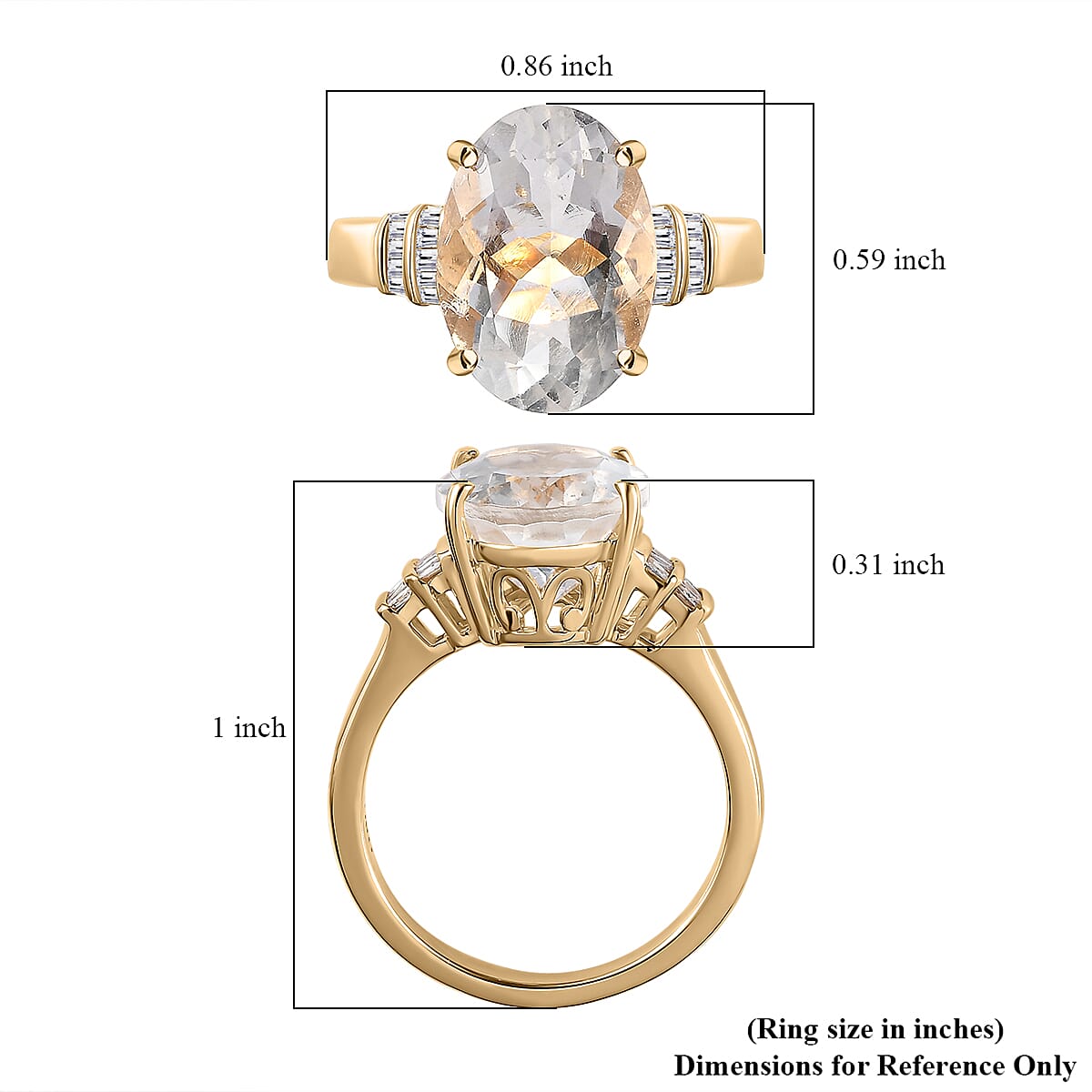 Luxoro 10K Yellow Gold Premium Mexican Hyalite Opal and G-H I2 Diamond Ring (Size 6.0) with Free UV Flash Light 4.50 ctw image number 5