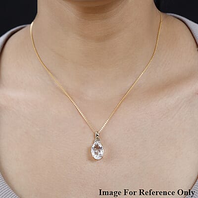 Luxoro 10K Yellow Gold Premium Mexican Hyalite Opal and G-H I2 Diamond Pendant without Chain with Free UV Flash Light 4.40 ctw