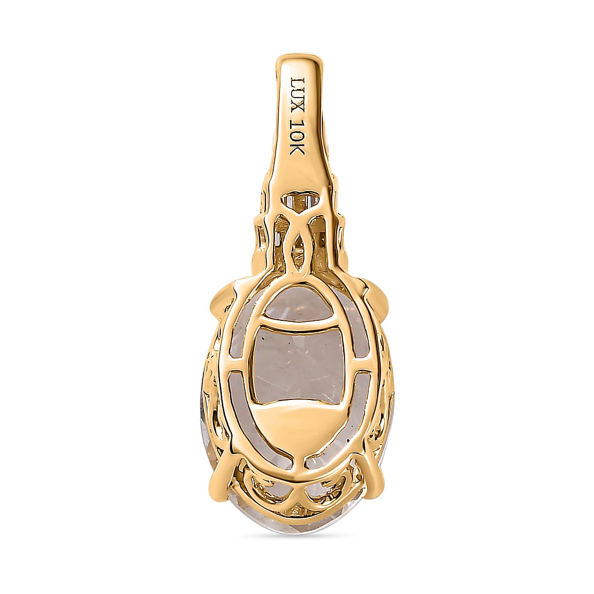 Luxoro 10K Yellow Gold Premium Mexican Hyalite Opal and G-H I2 Diamond Pendant without Chain with Free UV Flash Light 4.40 ctw