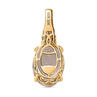 Luxoro 10K Yellow Gold Premium Mexican Hyalite Opal and G-H I2 Diamond Pendant without Chain with Free UV Flash Light 4.40 ctw