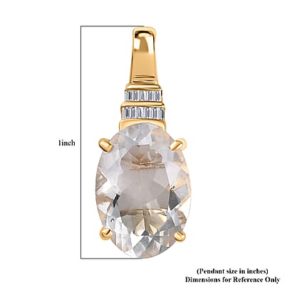 Luxoro 10K Yellow Gold Premium Mexican Hyalite Opal and G-H I2 Diamond Pendant without Chain with Free UV Flash Light 4.40 ctw