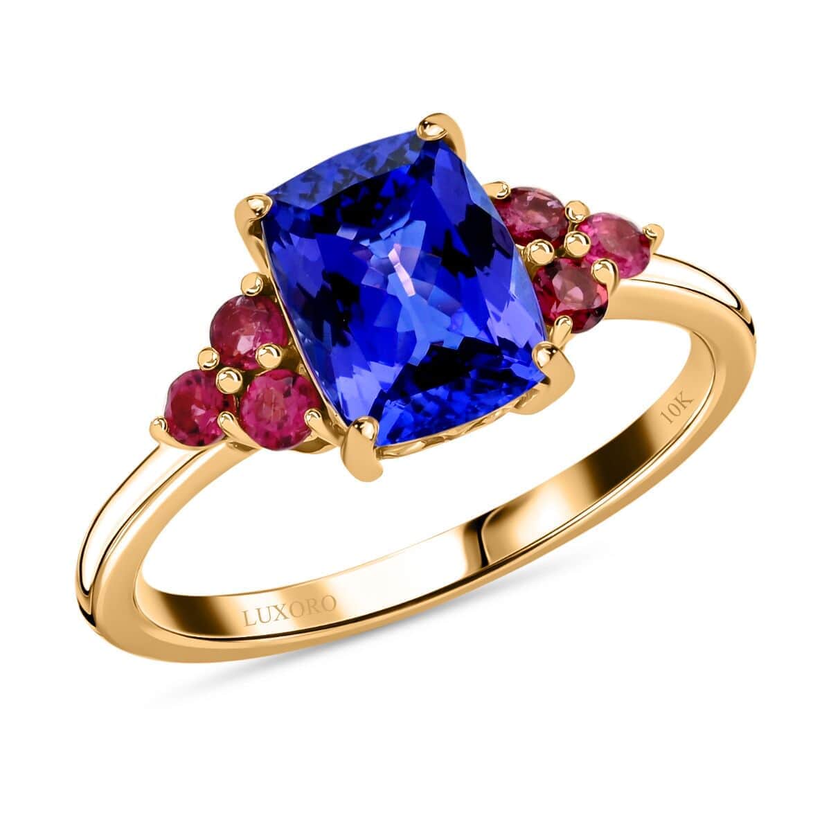 Luxoro 10K Yellow Gold AAA Tanzanite and Ouro Fino Rubellite Ring (Size 8.0) 2.40 ctw image number 0