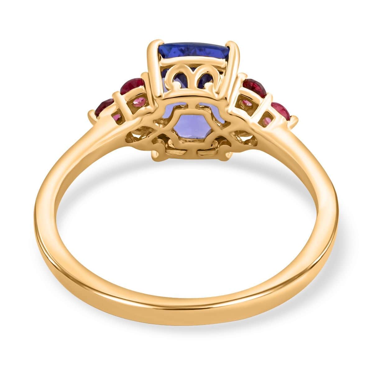 Luxoro 10K Yellow Gold AAA Tanzanite and Ouro Fino Rubellite Ring (Size 8.0) 2.40 ctw image number 4
