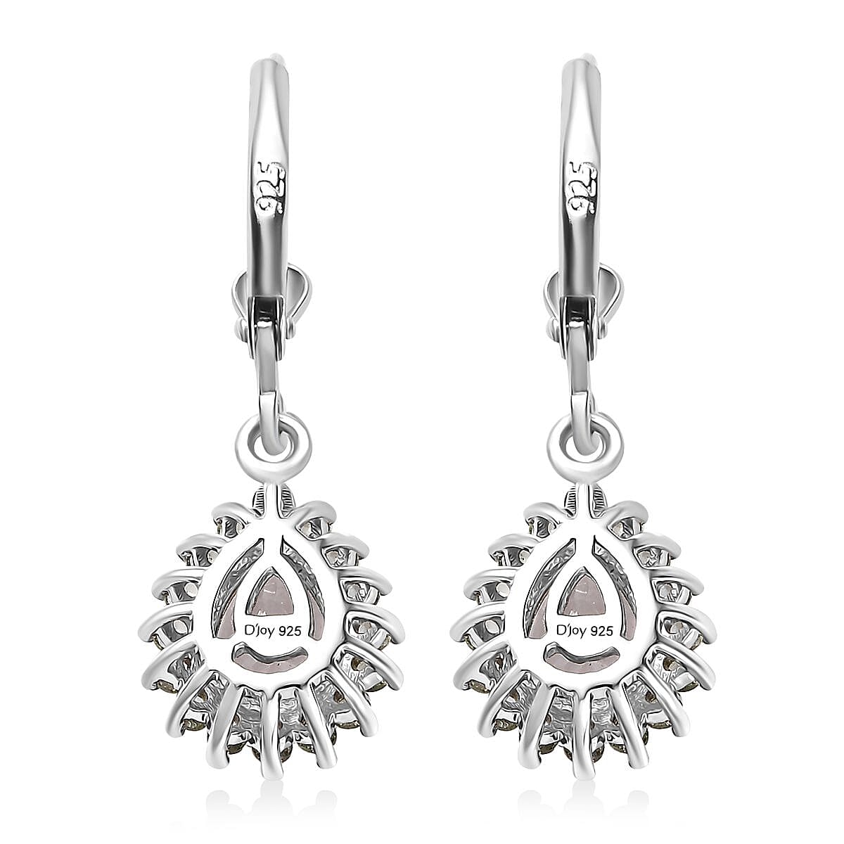 Mexican Hyalite Opal and Green Sapphire Lever Back Earrings in Platinum Over Sterling Silver with Free UV Flash Light 2.50 ctw