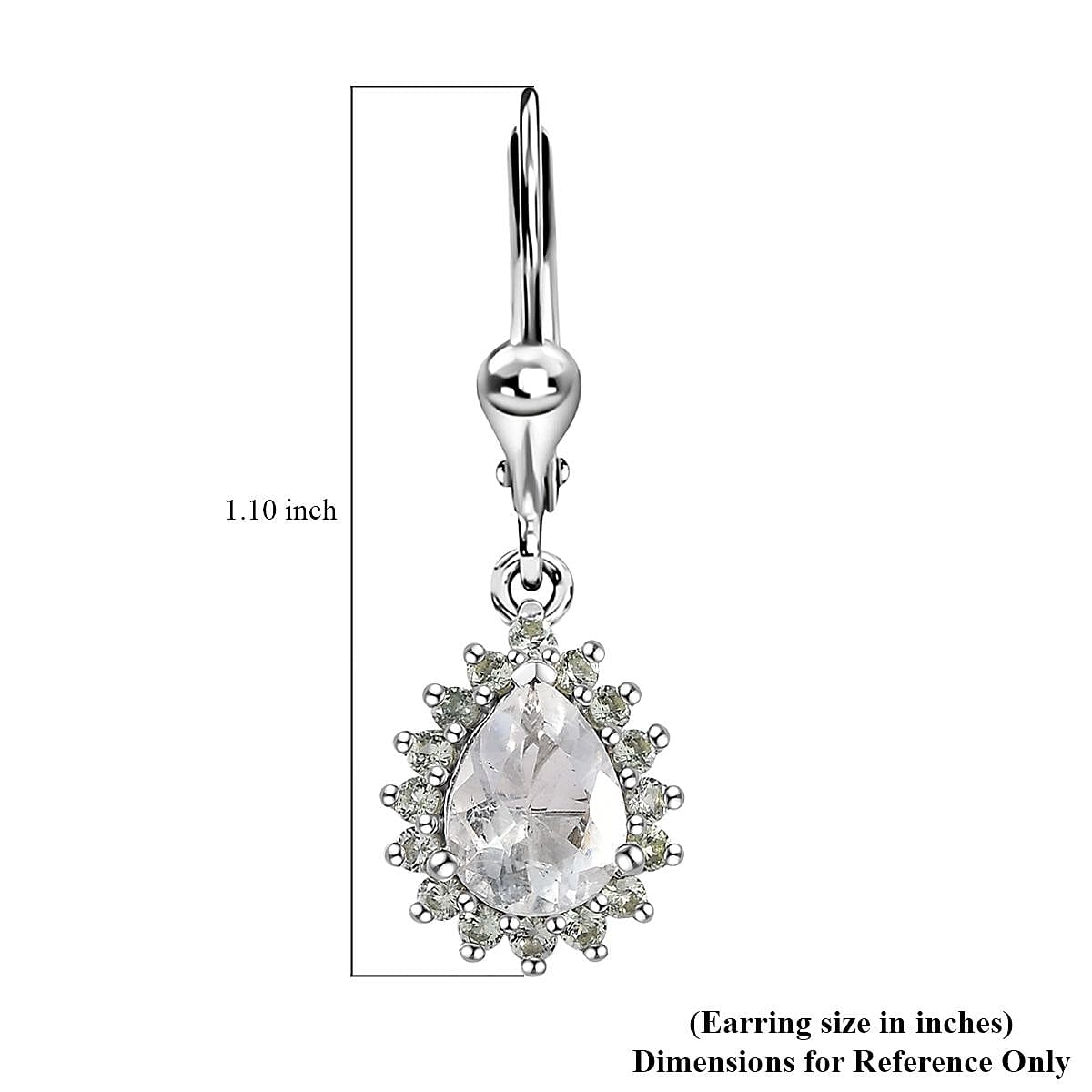 Mexican Hyalite Opal and Green Sapphire Lever Back Earrings in Platinum Over Sterling Silver with Free UV Flash Light 2.50 ctw