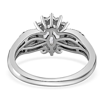 Mexican Hyalite Opal, Brown and White Zircon Sunburst Ring in Platinum Over Sterling Silver (Size 10.0) with Free UV Flash Light 1.10 ctw