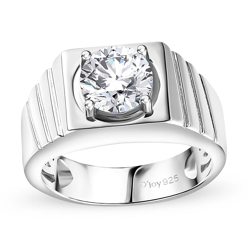 D'Joy Strontium Titanate Men's Ring in Platinum Over Sterling Silver (Size 10.0) 3.00 ctw