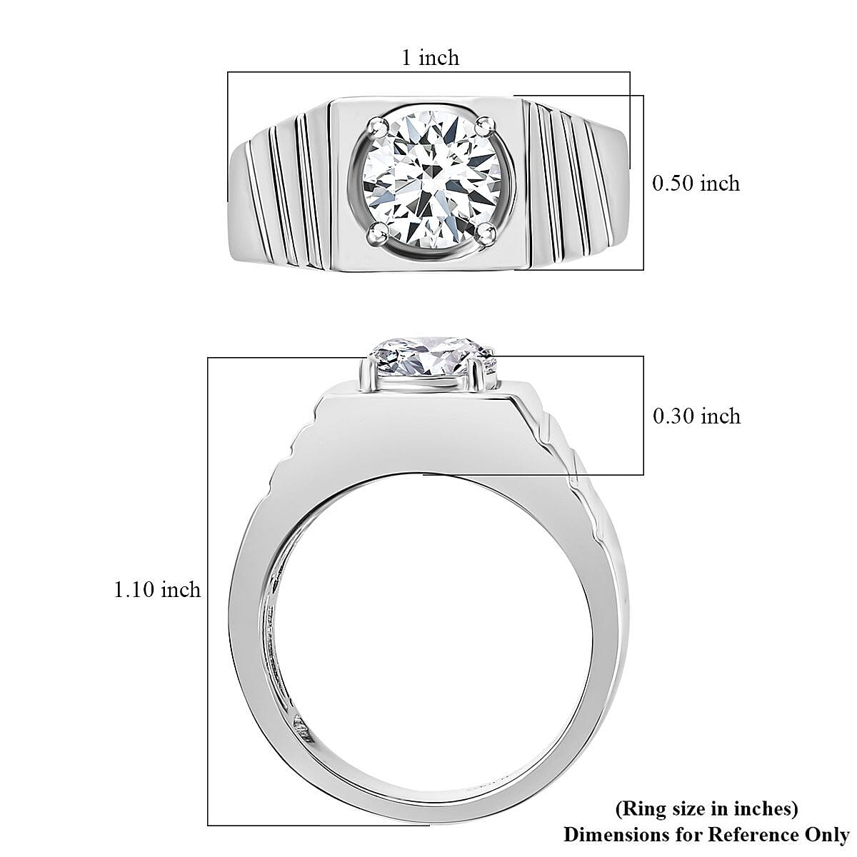 Strontium Titanate Men's Ring in Platinum Over Sterling Silver (Size 10.0) 3.00 ctw image number 5