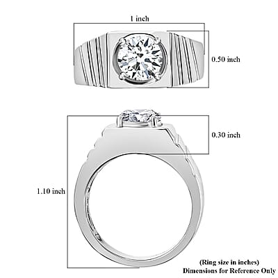 D'Joy Strontium Titanate Men's Ring in Platinum Over Sterling Silver (Size 10.0) 3.00 ctw