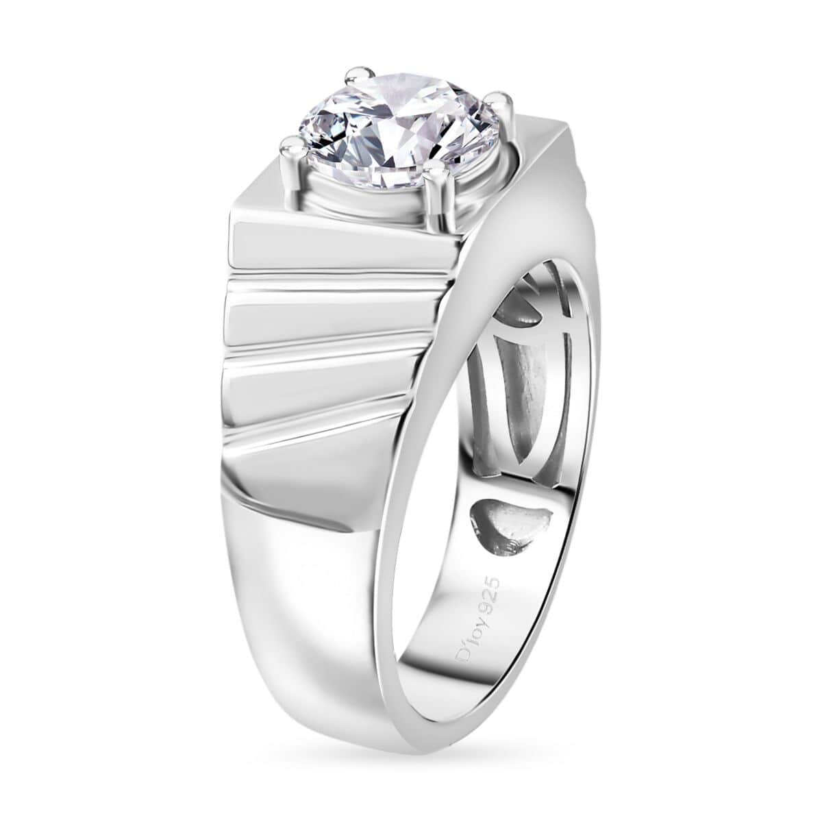 Strontium Titanate Men's Ring in Platinum Over Sterling Silver 3.00 ctw image number 3