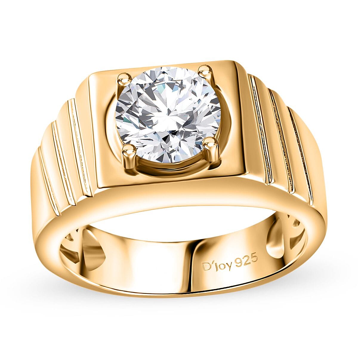 Strontium Titanate Men's Ring in Vermeil Yellow Gold Over Sterling Silver (Size 12.0) 3.00 ctw image number 0