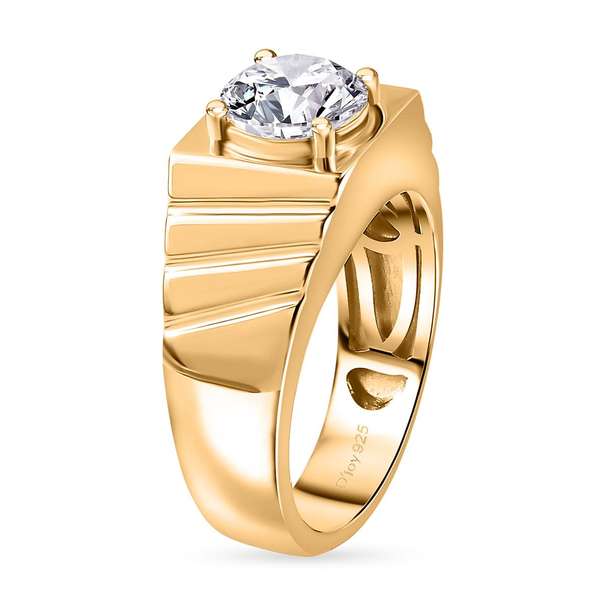 Strontium Titanate Men's Ring in Vermeil Yellow Gold Over Sterling Silver (Size 12.0) 3.00 ctw image number 3