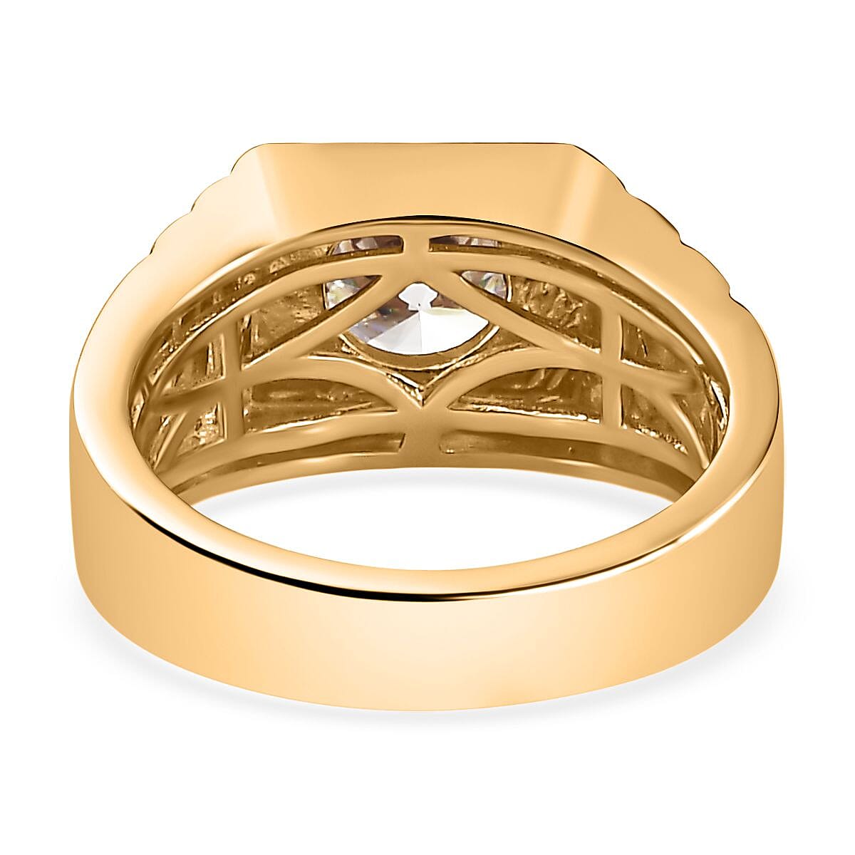 Strontium Titanate Men's Ring in Vermeil Yellow Gold Over Sterling Silver (Size 12.0) 3.00 ctw image number 4