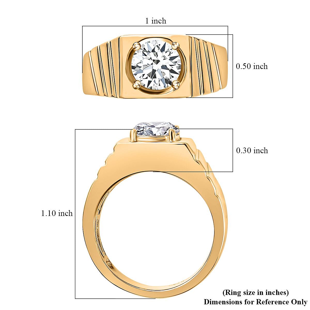 Strontium Titanate Men's Ring in Vermeil Yellow Gold Over Sterling Silver (Size 12.0) 3.00 ctw image number 5