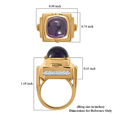 GP Mother's Day Special Collection African Amethyst and Multi Gemstone Openable Ring (Size 10.0) with Hidden Pendant Necklace 18 Inches in Vermeil Yellow Gold Over Sterling Silver 10.30 ctw