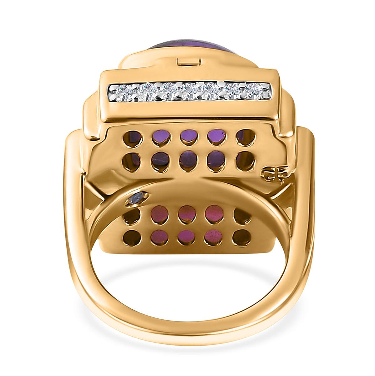 GP Mother's Day Special Collection African Amethyst and Multi Gemstone Openable Ring (Size 8.0) with Hidden Pendant Necklace 20 Inches in Vermeil Yellow Gold Over Sterling Silver 10.30 ctw image number 5