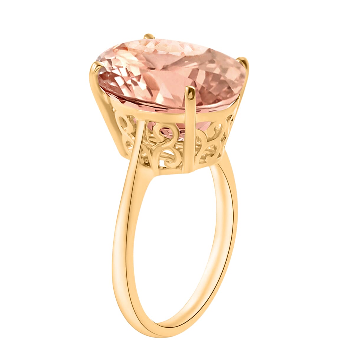 Luxoro AAA Marropino Morganite 7.00 ctw Solitaire Ring in 14K Yellow Gold (Size 8.0) 4 Grams (Del. in 10-12 Days) image number 2